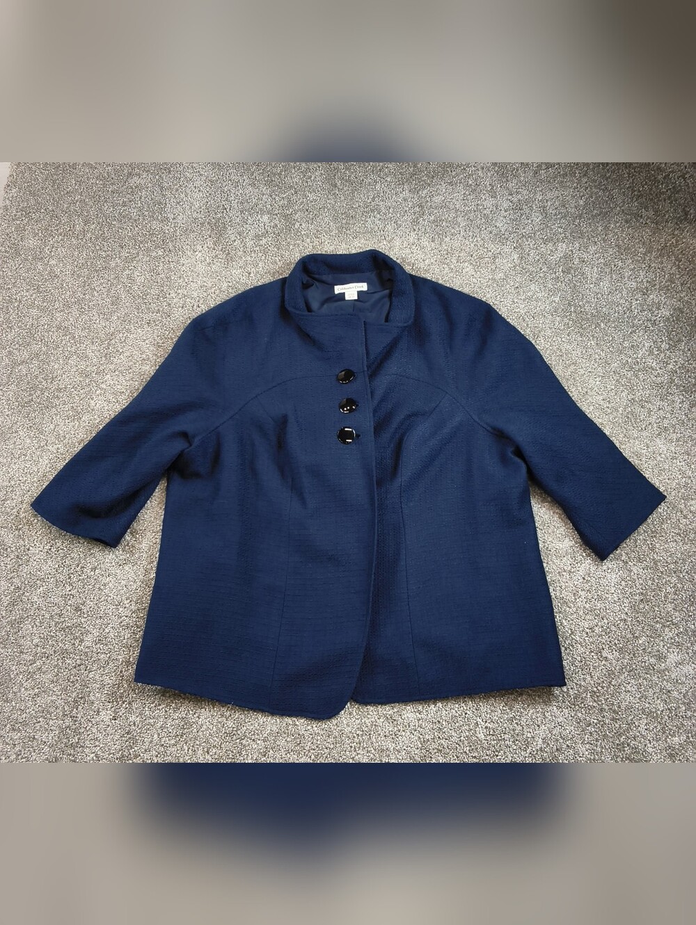 Coldwater Creek Women’s Blue Swing Jacket 3/4 Sleeve, 3 Buttons Size 20-22